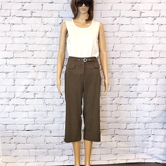 CATO, Boho olive green cropped khaki pants - Picture 2 of 12